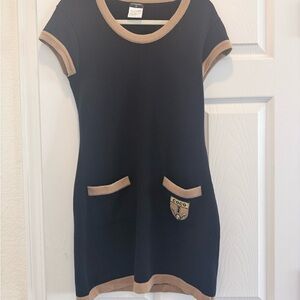 CHANEL Black and Tan Mini Dress